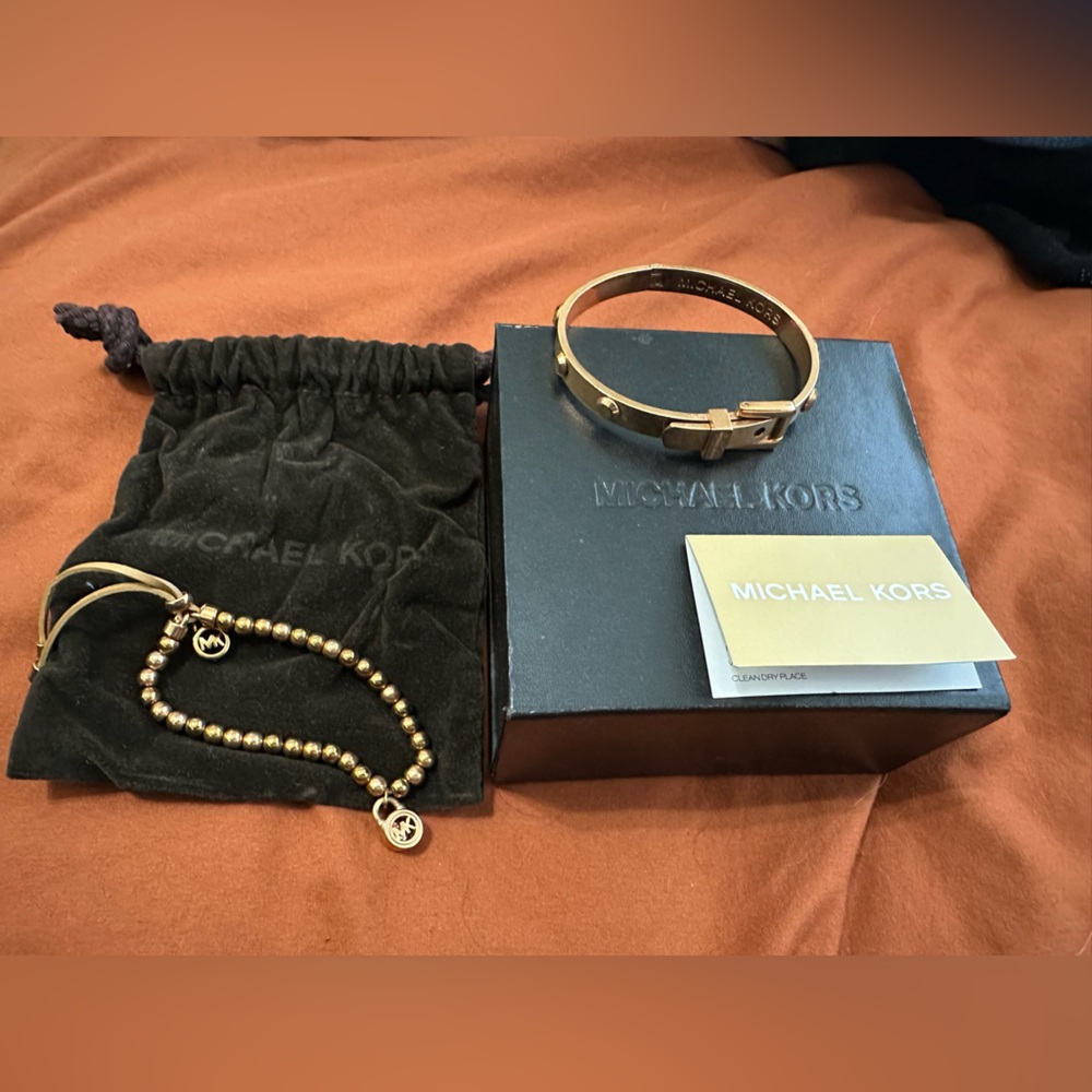 Michael Kors Gold/Rose Gold Beaded Bracelet Duo-Authentic